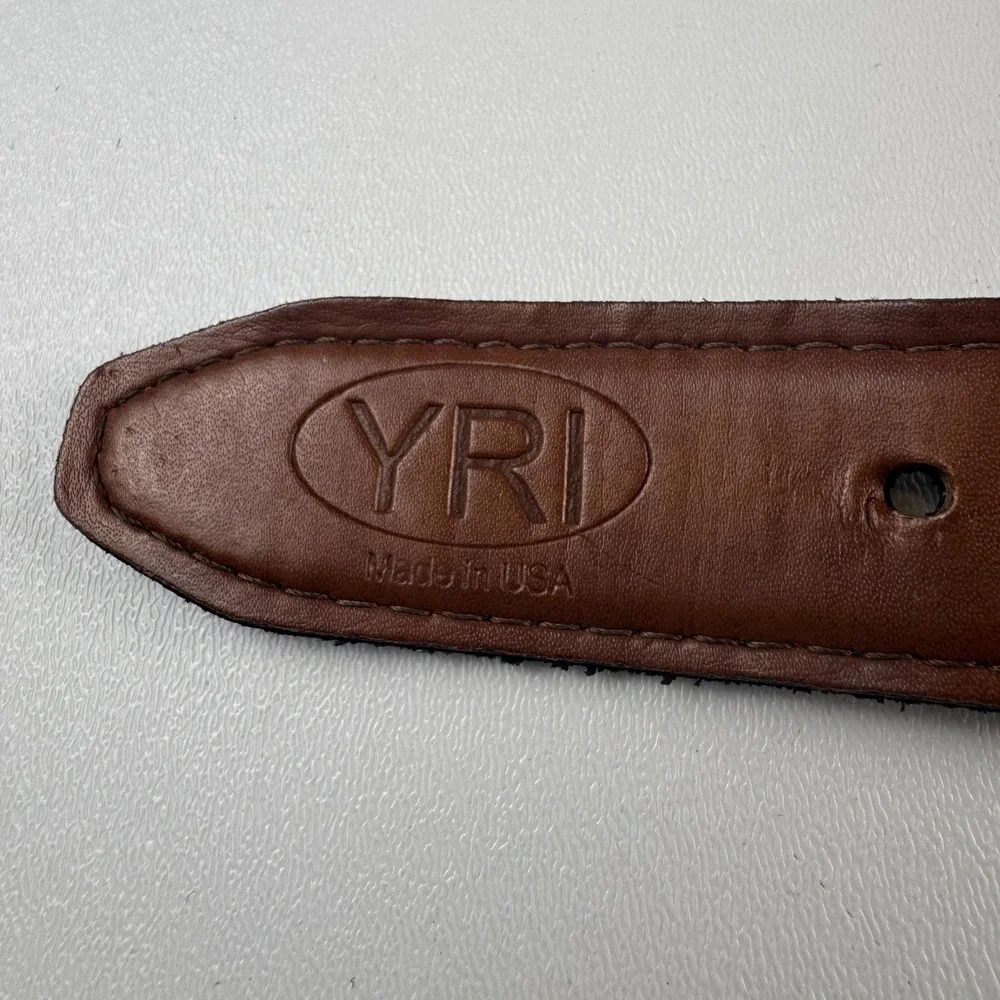 YRI Seashell Black Canvas Belt Embroidered Pineapple‎ Nautical Size 36